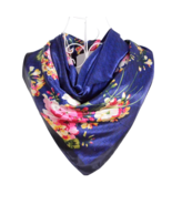 Anyyou Scarf for Women Floral Blue Print Square Silk Shawl For Summer Sp... - €15,26 EUR