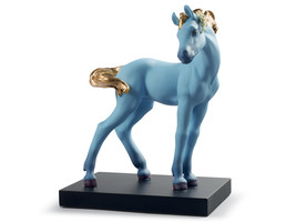 Lladro 01008740 The Horse Figurine Blue Limited Edition New - $613.00