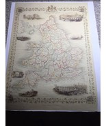 England and Wales Antique map by Tallis/Rapkin/Rogers 1851 - $67.56 CAD