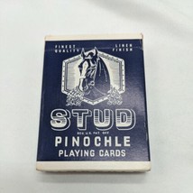 Vintage Stud Playing Cards Pinochle Blue Linen Finish Cards Walgreens - £11.61 GBP