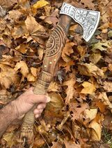Handmade Forged Carbon Steel Tomahawk Hatchet Camping Viking Axe Outdoor... - $78.41
