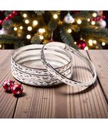 Silver Set of 3 Bangles 6.5mm width for all size wrists - $12.00