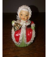 Vintage Napco Japan Spaghetti Lace Trim Christmas Angel Bell Figurines 5... - $54.70 CAD