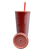 Starbucks Tumbler Pink Frosted Lips Hearts With Straw 24 oz 2021 Valentines Day - £79.36 GBP