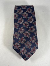Vintage Christian Dior Navy Blue Paisley Patterned 100% Silk Necktie Tie - £9.41 GBP