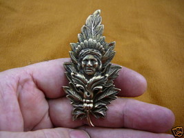 (#B-NATIVE-3) Native Chief brass HEADDRESS Pin Pendant JEWELRY LEAF - $19.62