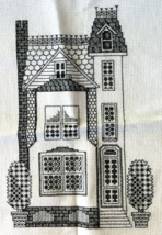 Finished Blackwork Cross Stitch Victorian House Ready to Frame Never Used - $33.85