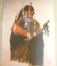Print 8 x 10 Native American Indian Brave with Pipe Dark  H - $13.86