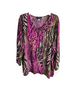 Maggie Barnes Ladies Sz 2X Animal Print Bell Sleeves Cruisewear Grandma ... - $12.19