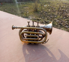 Brass Antique finish Trumpet Bb Pocket Trumpet 3 Valve Mouthpiece Replica Gift - £69.73 GBP