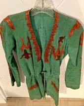 Vintage Skin Clothes By Michel &amp; Anouchka Turquoise Suede &amp; Snake Jacket (S) - £254.64 GBP