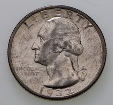 1932-S 25C Washington Quarter in AU Condition, Mostly White, Strong Luster - $222.74