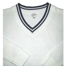 Cricket V Neck Sweater White Navy Blue Sweater Preppy Holiday Size Large - $28.19
