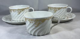 Haviland Limiges Ladore France coffee/ tea saucer Swirl Gold Trim. 2 Sets 1 Cup - £18.27 GBP
