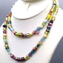 Vintage Parure, Colorful Mixed Art Glass Beads Necklace with Matching Da... - $35.80