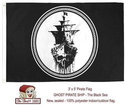 Ghost Pirate Ship Flag - The Black Sea Pirate Flag 3&#39; x 5&#39; Flag - new - £7.80 GBP