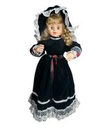 Vtg Telco Motionette Christmas Victorian Girl Animated Green Velvet Dres... - $82.77 CAD