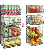 4 Pack Xxl Stackable Wire Storage Basket, Extra Large Capacity Pantry Or... - $70.77 CAD