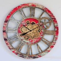 Wall clock 36 inches with real moving gears Red Lava - $439.00