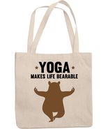 Yoga Makes Life Bearable Funny Reusable Tote Bag for Mom &amp; Women - £17.47 GBP