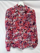 Express The Portofino Shirt Collared Sheer Floral Print Button Up S - $23.73