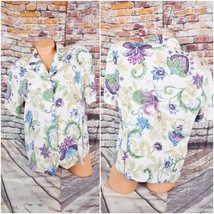 Alfred Dunner 14 Floral Print S/S Semi Sheer Shirt Blouse - £19.17 GBP