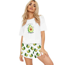 Summer Avocado Pajama Sets for Women Fashion Kawaii Cute Cartoon Satin S... - £13.54 GBP