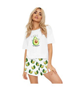 Summer Avocado Pajama Sets for Women Fashion Kawaii Cute Cartoon Satin S... - $315.40 MXN