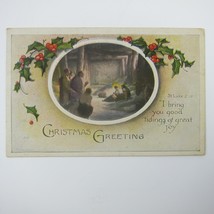 Vintage Christmas Postcard Religious Shepherds Stable Jesus Mary Joseph Antique - £7.98 GBP