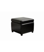 Modern Black Square Full Leather Storage Cube Ottoman Foot Stool Designer - $119.89