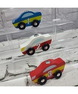 Wooden Cars Lot of 3 Numbered Red White blue  - $6.92