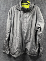 VTG Starter Jacket Mens Xl (46-48) Windbreaker Grey Front Full Zip Hood Pockets - £19.60 GBP