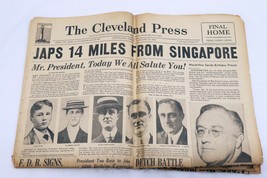 ORIGINAL Vintage Jan 30 1942 WWII Japan Singapore Cleveland Press Newspaper - $98.99