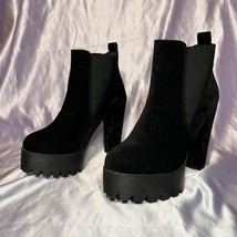 Koi Couture Chunky Suede Heeled Platform Chelsea Ankle Boot Style 8 Fits Like 9 - $80.00