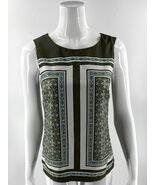 Banana Republic Sleeveless Top Size 4 Green White Art Deco Printed Womens - $291.43 MXN