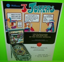 3 Jokers Pinball FLYER 1970 Original Game Playing Cards Vintage Retro Ar... - $48.93