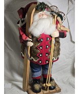 Vintage Santa Claus Figurine with skis and snow shoes wood base Christma... - €47,75 EUR
