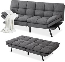 Muuegm Futon Couch Bed, Convertible Memory Foam Sofa Bed, Modern, Linen Grey - £219.09 GBP