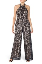 Julia Jordan 37488 High Neck Cropped Lace Jumpsuit SZ 4 BlackNude - $1,929.91 MXN