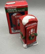 Red Telephone Booth Rex &amp; Lee Christmas Village Porcelain Hand Painted Box - £8.09 GBP