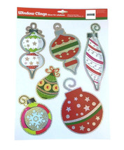 Christmas Window Clings Ornaments Sticks Windows and More 6 PC Holiday Re-Use - £10.68 GBP