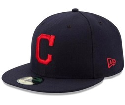 Mens New Era Mlb Cleveland Indians 5950 Ac Perf Fitted - NAVY/RED Size 7 3/8 - £23.45 GBP