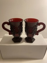 VTG Avon Ruby Sangria Red Cape Cod Footed Irish Coffee Mug Tea Cups Glass  - £17.02 GBP