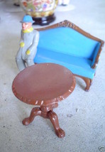 Vintage Dollhouse Cast Iron Miniature Sofa Man and Table - £13.93 GBP