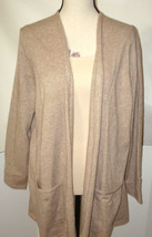 NWT New Womens XL 1X 2X Ryllace Plus 100% Cashmere Open Cardigan Sweater Tan Bro - £257.66 GBP