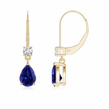 ANGARA Lab-Grown Blue Sapphire Earrings with Diamond in 14K Gold (7x5mm, 2.33Ct) - £905.22 GBP