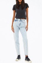 Unemployed Denim Leather Pocket High-Rise Tapered Jeans for Women - £80.80 GBP