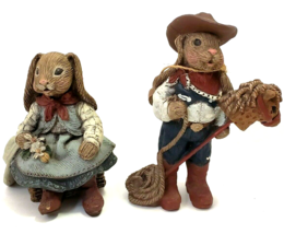 Sarah’s Attic set of 2 Figurines Rabbits Cowboy Cowgirl  Ld Ed 1992 - £22.79 GBP