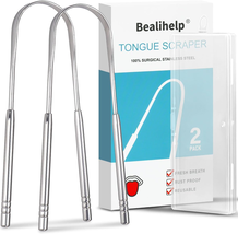 2 Pack Tongue Scraper, 100% Surgical 304 Stainless Steel Tongue Cleaner - $10.67