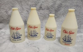 Vtg Old Spice 4.25 and 2.5 oz After Shave Glass Bottle Milk Glass No Cap Qty 4 - £11.79 GBP